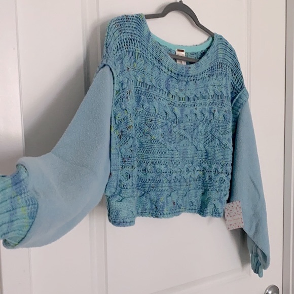 FREE PEOPLE Siren Blue Cable Knit Combo Vest Sweater - Picture 8 of 15